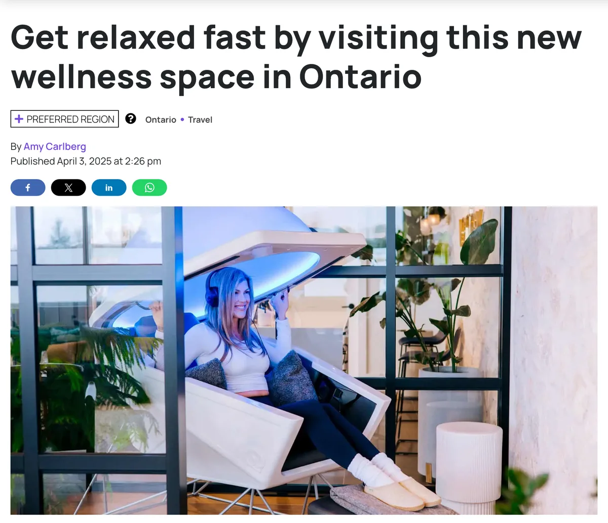 YourCityWithIN — Get relaxed fast by visiting this new wellness space in Ontario
